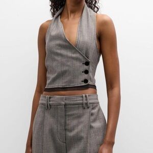 Ganni grey asymmetrical suit halter vest. Size xs